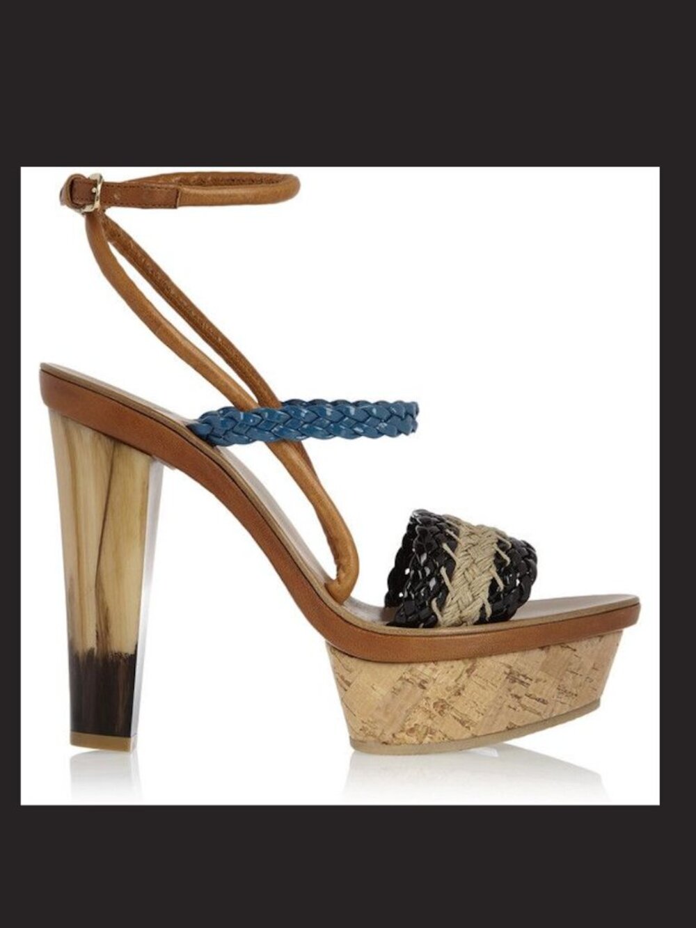 Etro Braided raffia and leather platform sandals